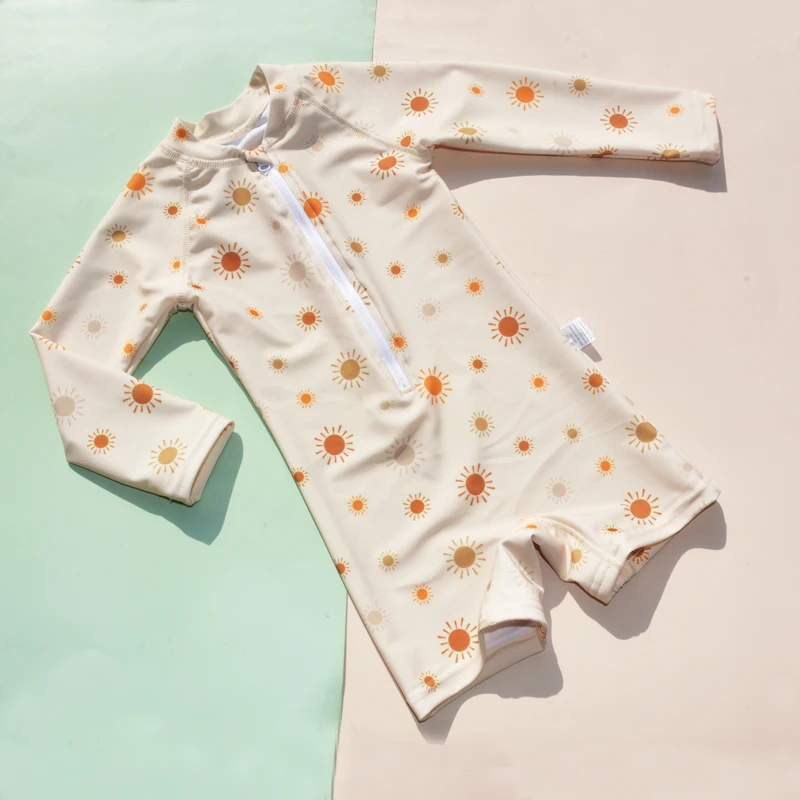 Kids Swimwear 2024 New Quincy Mae Summer Baby Boys & Girls Baby Short Sleeve Quick Dry Print One-piece Swimsuit