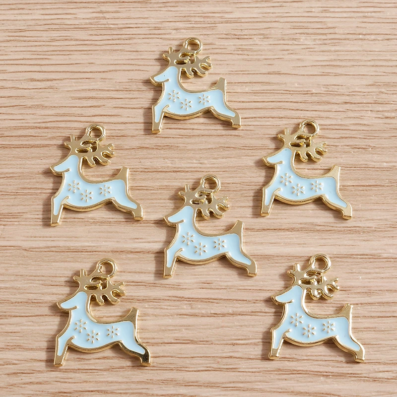 10 stücke 18x20mm Cartoon Emaille Tier Hirsch Charms Anhänger für die Herstellung von Tropfen Ohrringe Halsketten DIY Armbänder Schmuck Ergebnisse – Detail 3