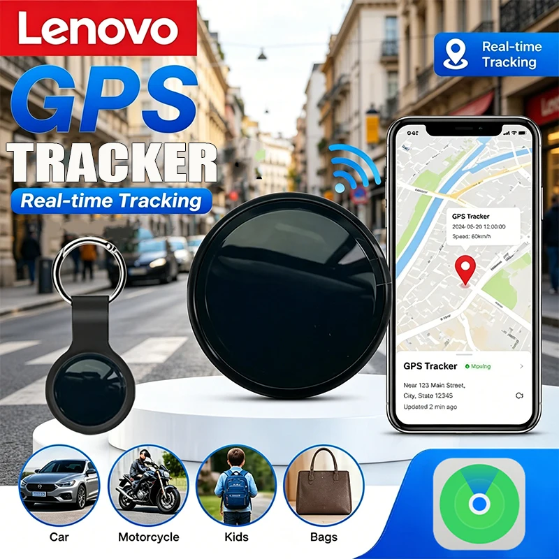 Lenovo Mini GPS Tracker Bluetooth 5.4 Anti-Lost Device Finder Locator Air Tag For IOS Android For Pet Kids Bag Wallet Tracking