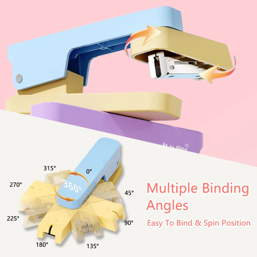 Rotary Stapler Compatible with 24/6 Staples Durable Stapler Manual Tool for Office Paper Binding