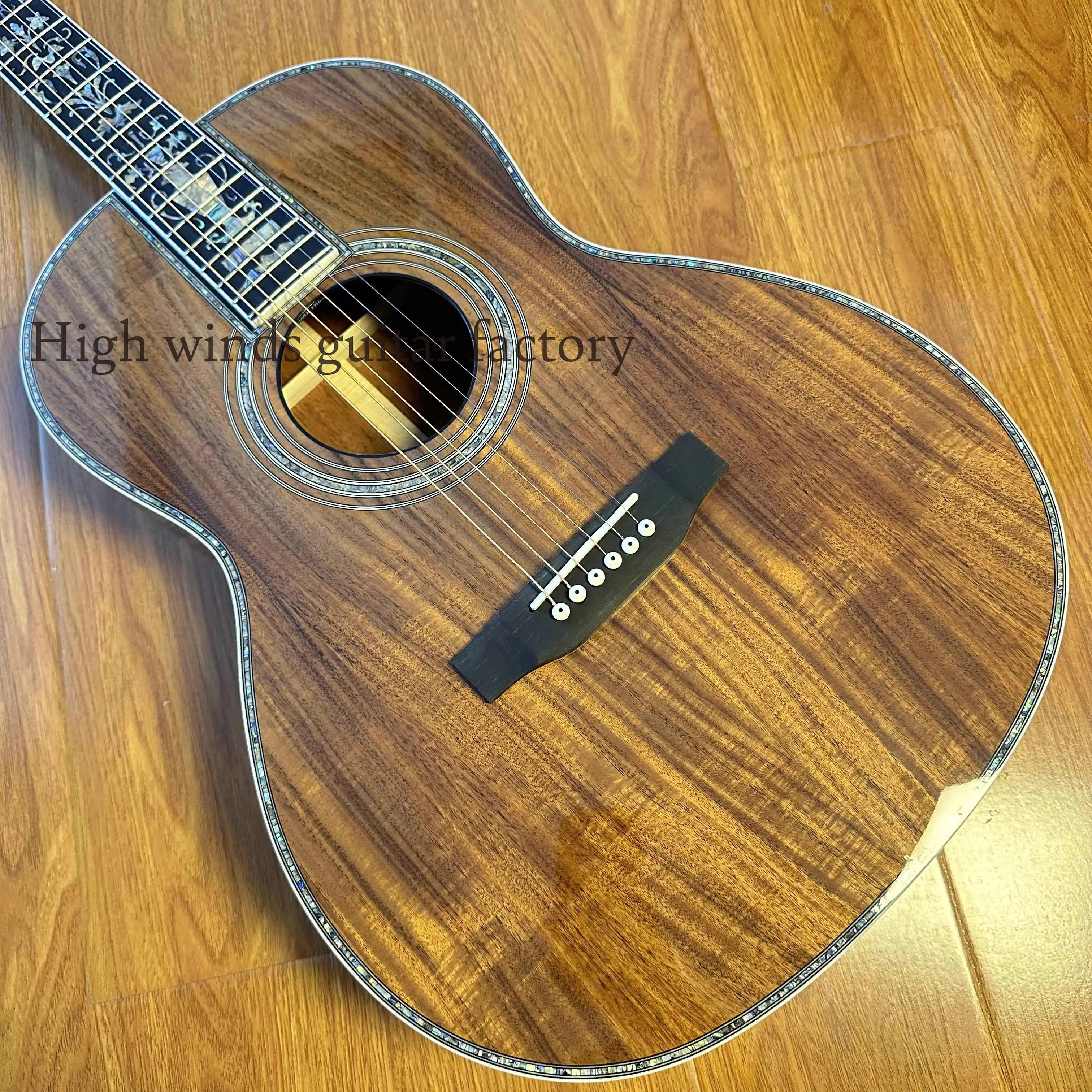 High quality natural acoustic wooden guitar brown wood grain-free spot delivery