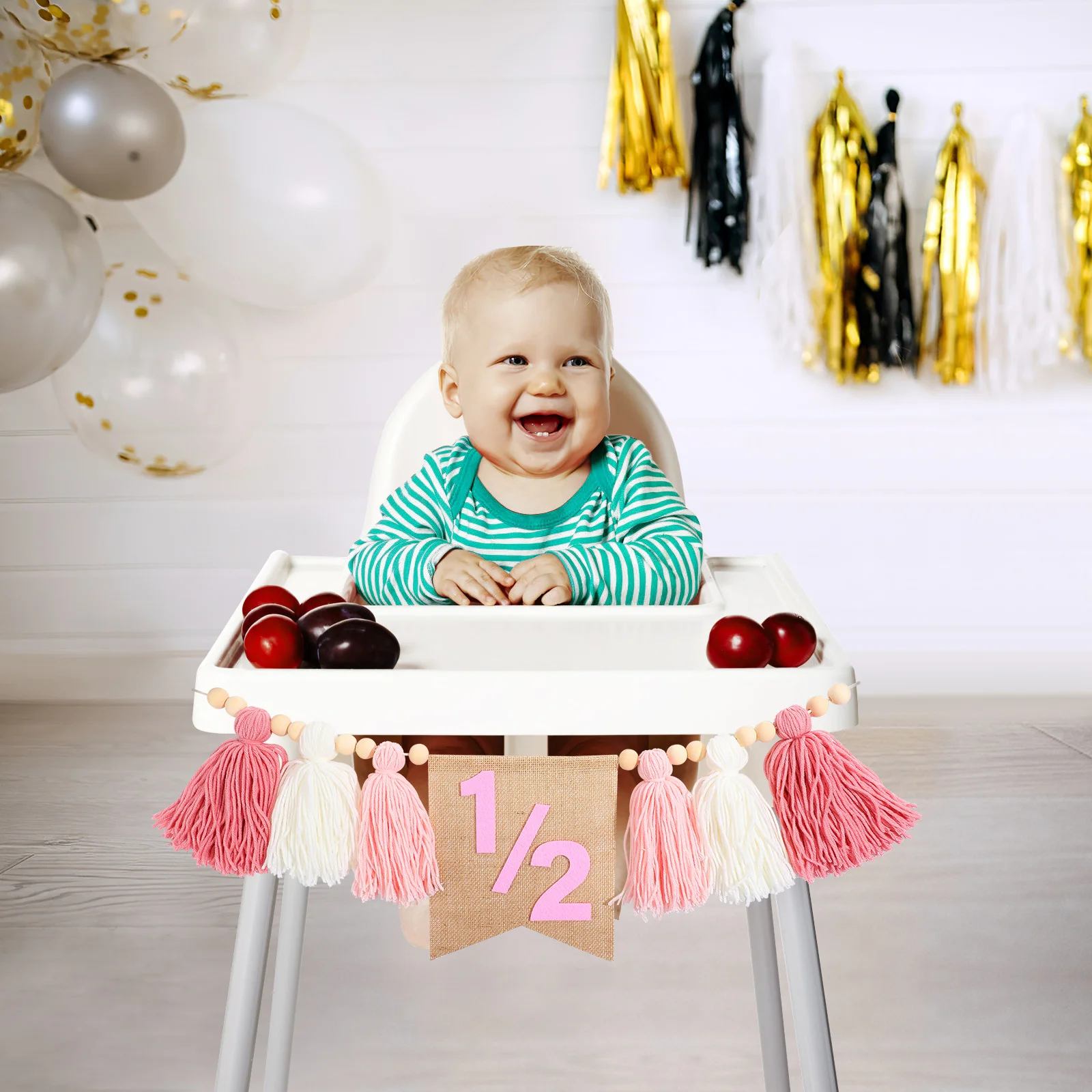 

High Chair Banner Birthday Party Children's Decoration Baby The Half Decorations Bunting Polyester Cloth Girl