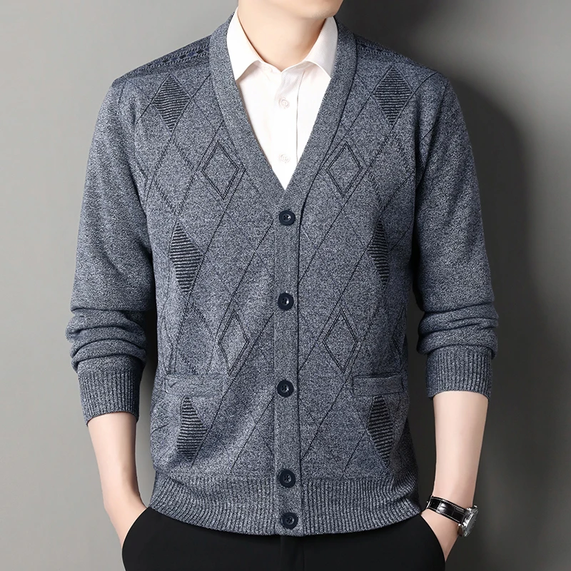 

Men's Casual Cardigan Jacket V-neck Sweater Men's Autumn Winter Clothes Button Knit Cardigans Mens Knitting Sweaters Outwear