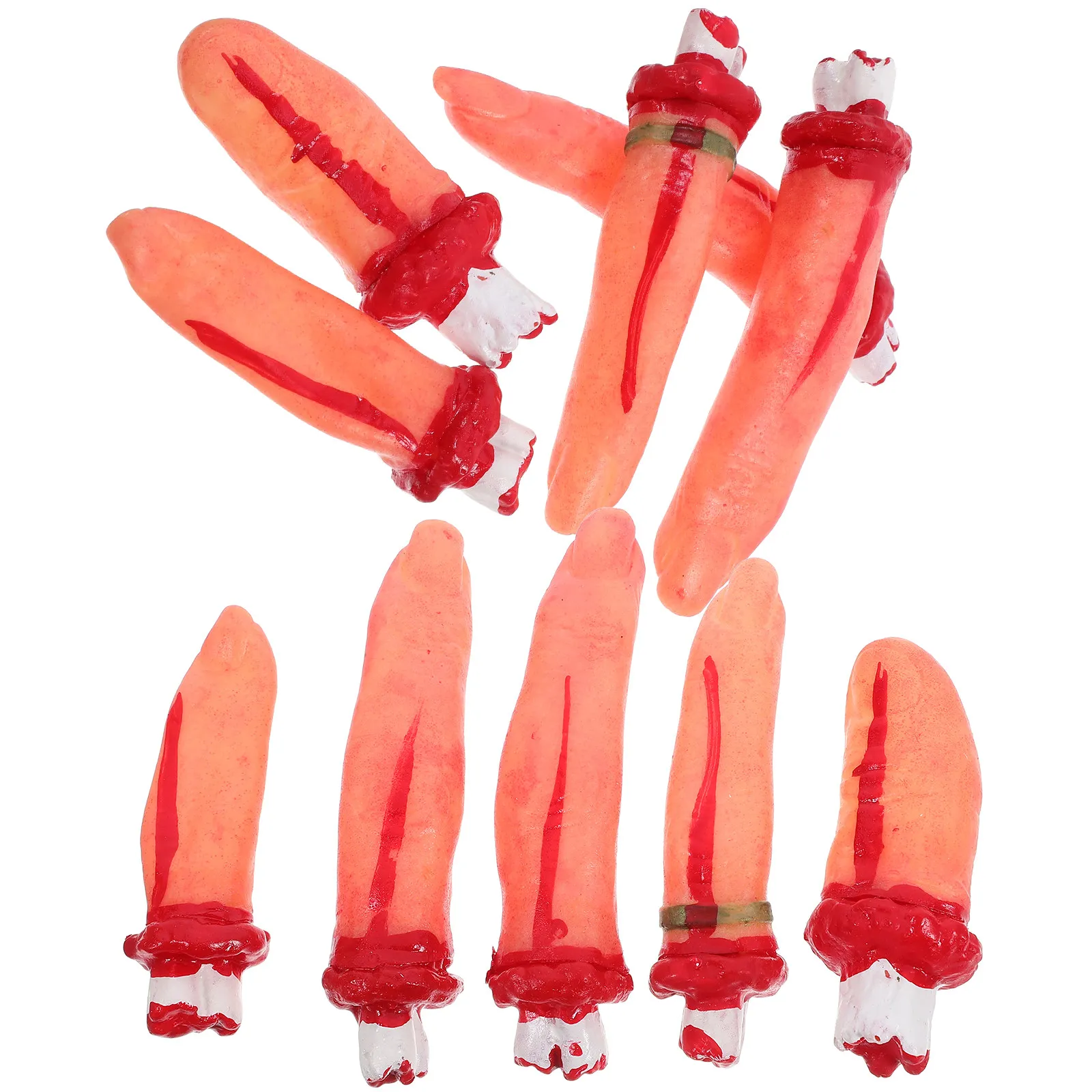 

10Pcs Realistic Fake Severed Fingers Skin Tone with Vivid Blood Detail for Halloween Pranks Haunted House Props Horror Party