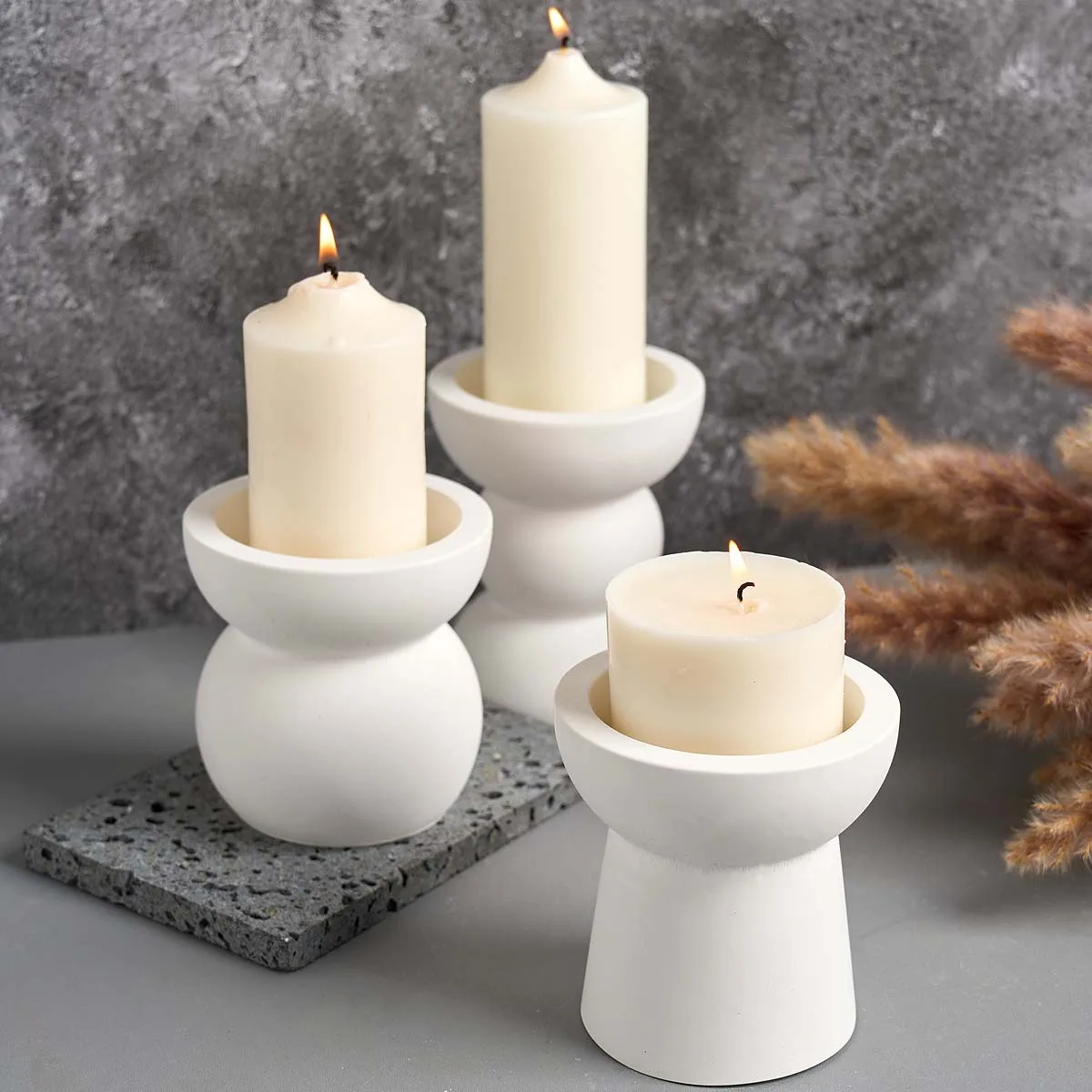 Geometric Semicircular Candlestick Silicone Mold DIY Plaster Concrete Casting Candle Holder Storage Jar Resin Mould Home Decor