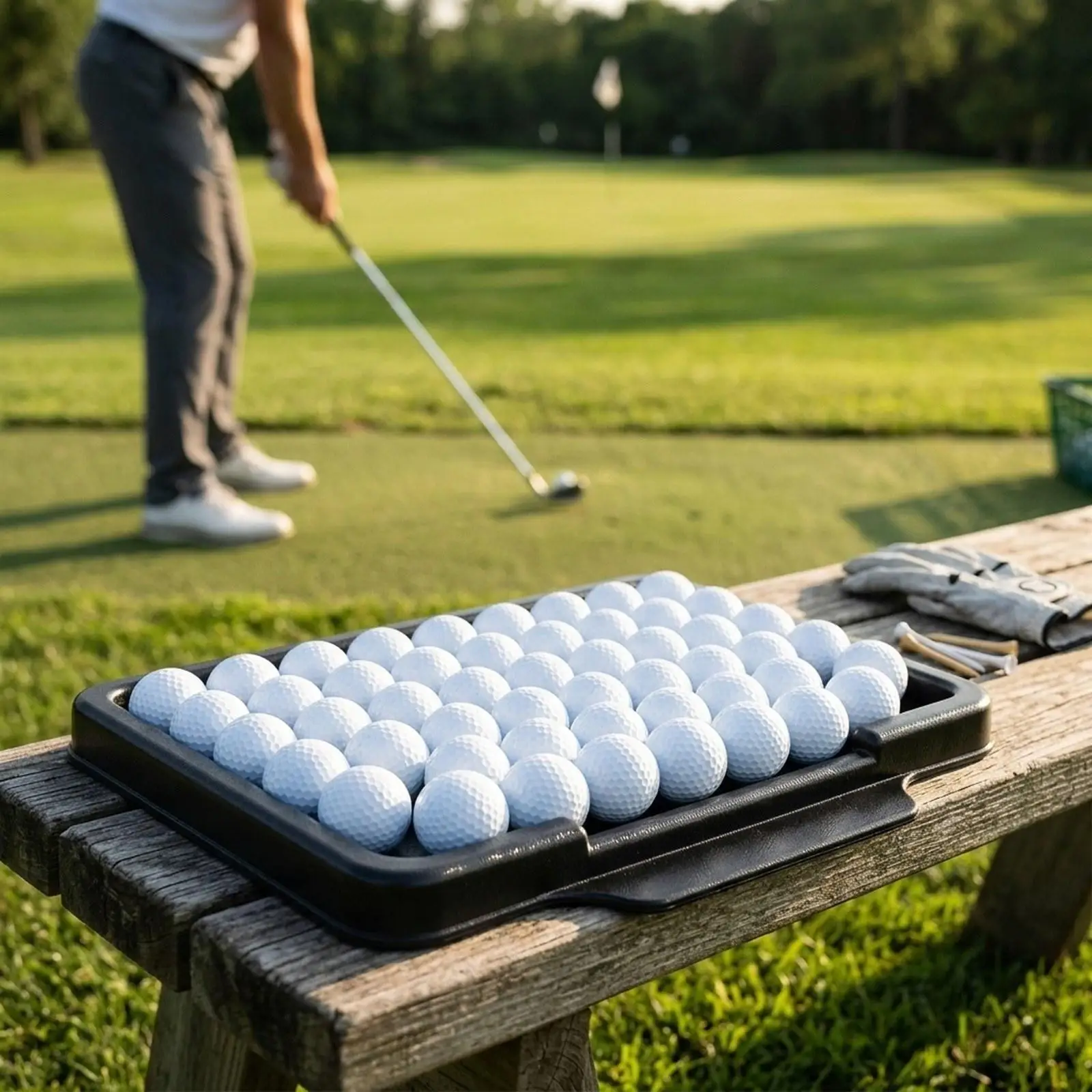 Golf Ball Tray 51 Ball Capacity Durable Plastic Range Ball Holder for Home Practice Mats Indoor Outdoor Golf Supplies