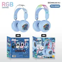 Disney Stitch Headphones RGB Light Foldable Earphones Bluetooth Wireless Computer Noise Reduction Stereo Gaming Headsets PG-906