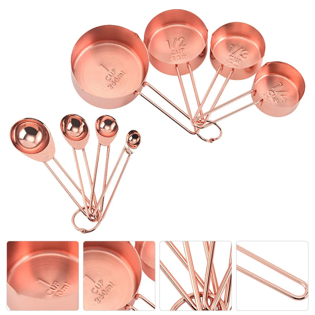 

8 Pcs Baking Measuring Spoon Set Professional Cups and Spoons for Kitchen Tablespoon Scale Unit Stainless Steel Graduated Milk