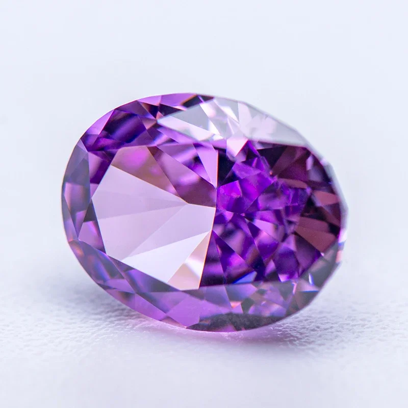 Cubic Zirconia 4k Crushed Ice Cut Purple Color Oval Shape 5A Grade Extremely Shiny Quality Lab Synthetic Cz Stone Women Jewelry