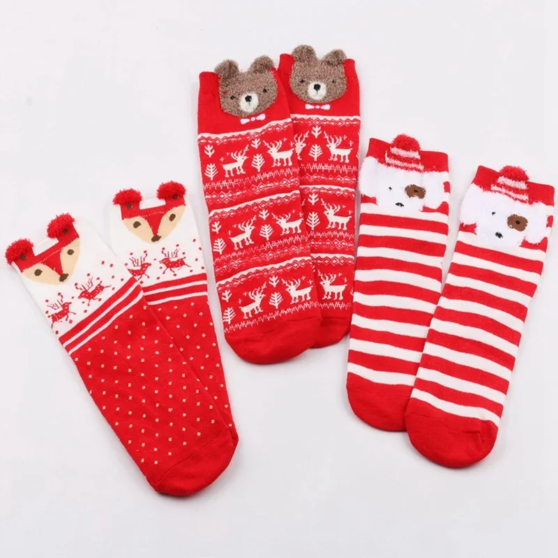 Children Girls Socks Christmas Socks For Kids Cotton 1-10 Years Comfortable Leg Warmers Boys Long Socks