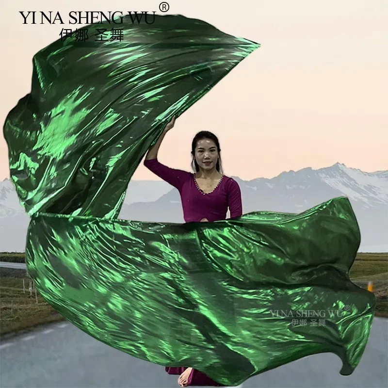 Nuovi oggetti di scena di danza Panno dorato Bandiera semicircolare Prestazioni di danza del ventre Ali di bandiera morbida 1 paio di mani sinistra destra per le donne Professio