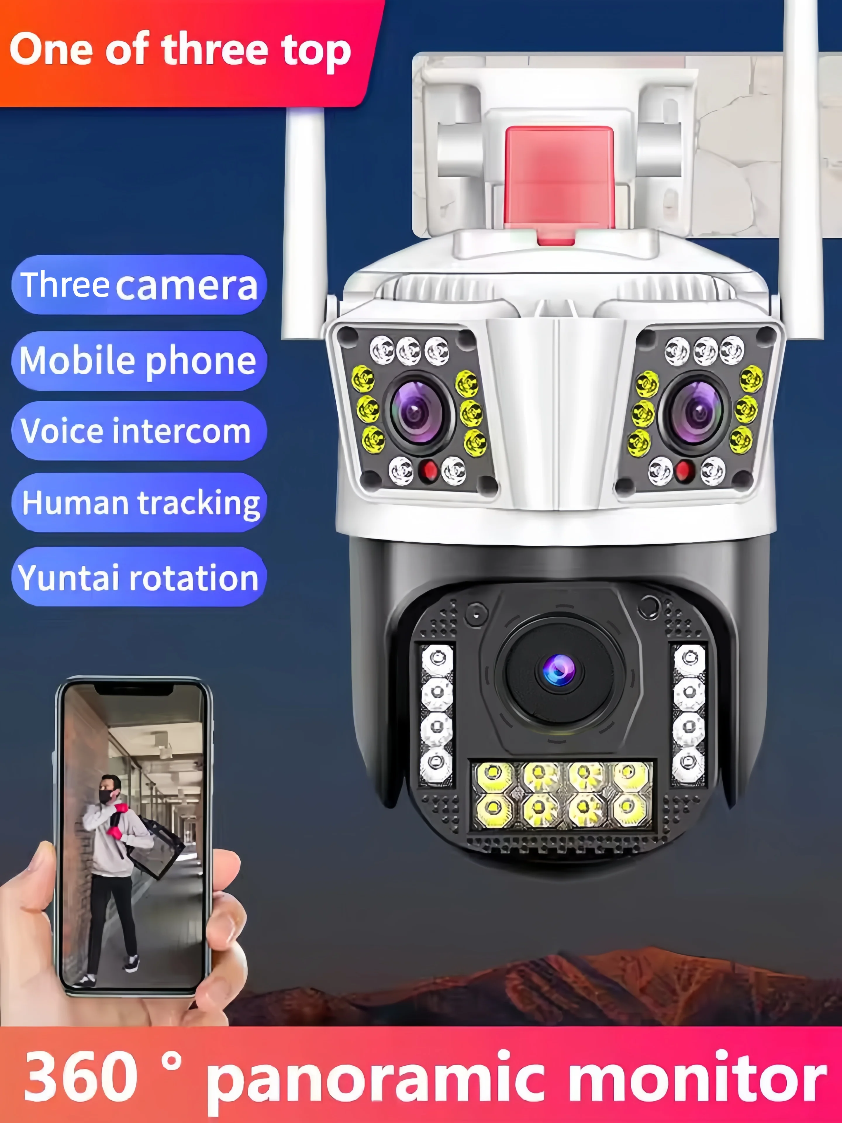 8MP 3 Lens 3Image IPC360Home APP Full Color Wireless PTZ IP Dome Camera AI Humanoid Detection Home Security CCTV Baby Monitor