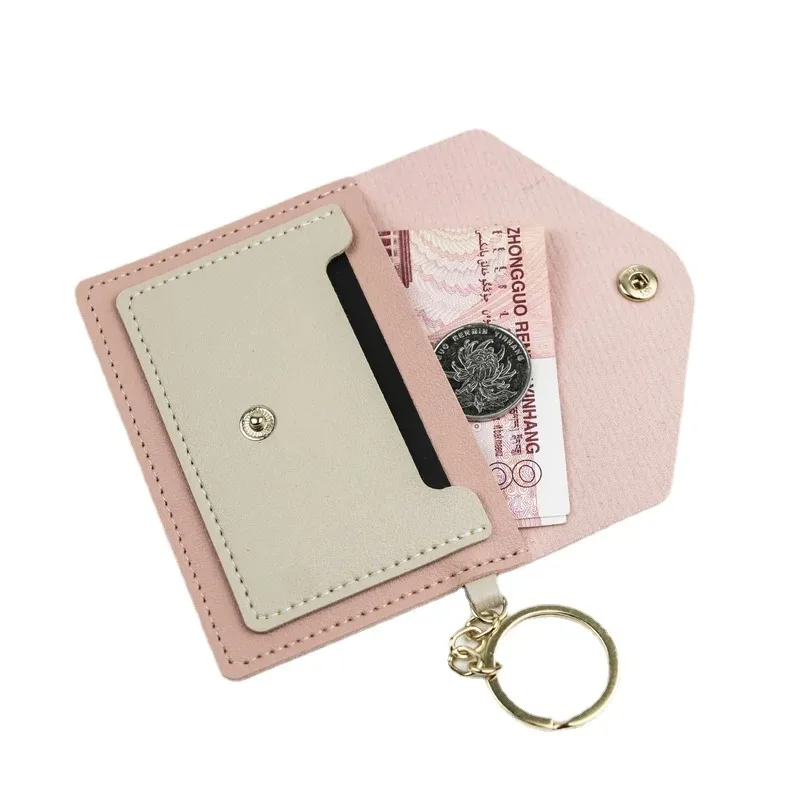 PU Leather Wallet Business Credit Card Bag Badge Holder Short Purse Leather ID Credit Card Management Organizer Bag