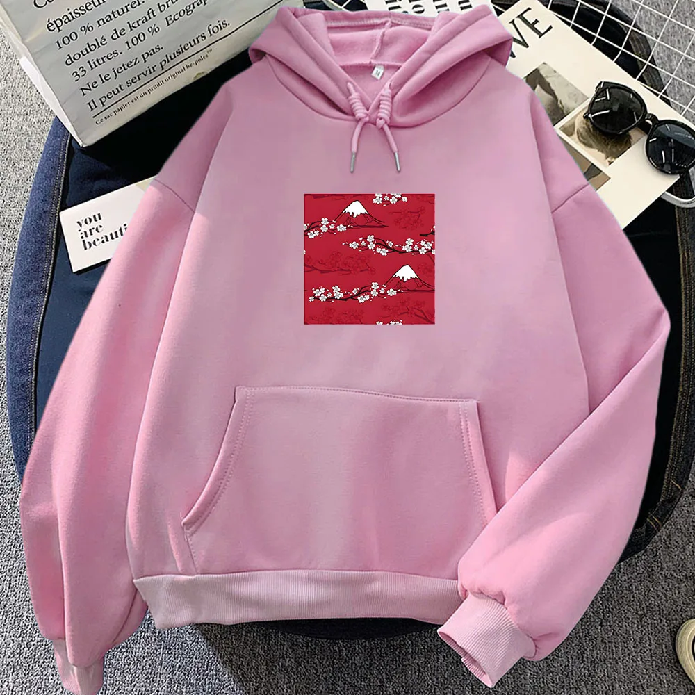 Sakura Flower Japanese Tokyo Graphic Hoodies Funko Pop Fashion Sweatshirt Cartoon Print Casual Clothing Moletom Pullovers Soft