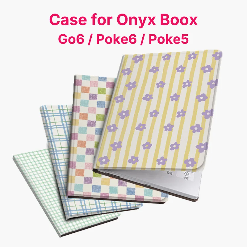 Etui Magnetyczne Murmelo do Boox Go6 Gen2 Poke7 Poke6 Poke5 Bezramkowe z Funkcją Automatycznego Usypiania i Wybudzania, Wzór Świeżych Kwiatów — zdjęcie produktu 2