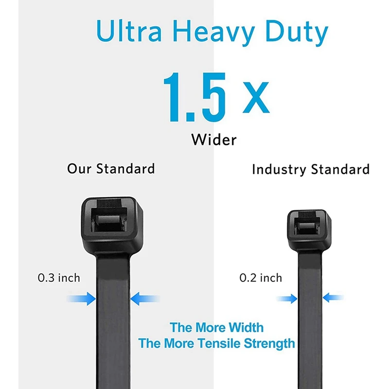 Zip Ties 12 Inch Heavy Duty Zip Ties With 120 Pounds Tensile Strength, Black Cable Ties, 500 Pieces