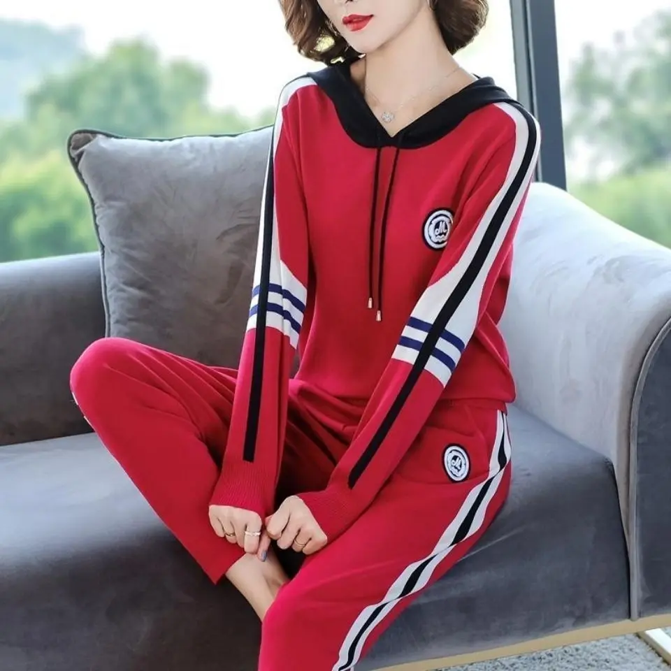 Spring 2023 Sweater Hoodie Set New Sportswear Fashion Knit Two Piece Set Thin