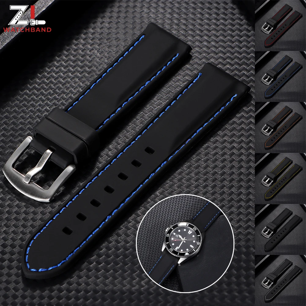Bracelet de montre en caoutchouc 18mm 20mm 22mm 24mm 26mm pour Seiko, bracelet en silicone souple, bracelet de montre pour homme et femme, ceinture de sport étanche