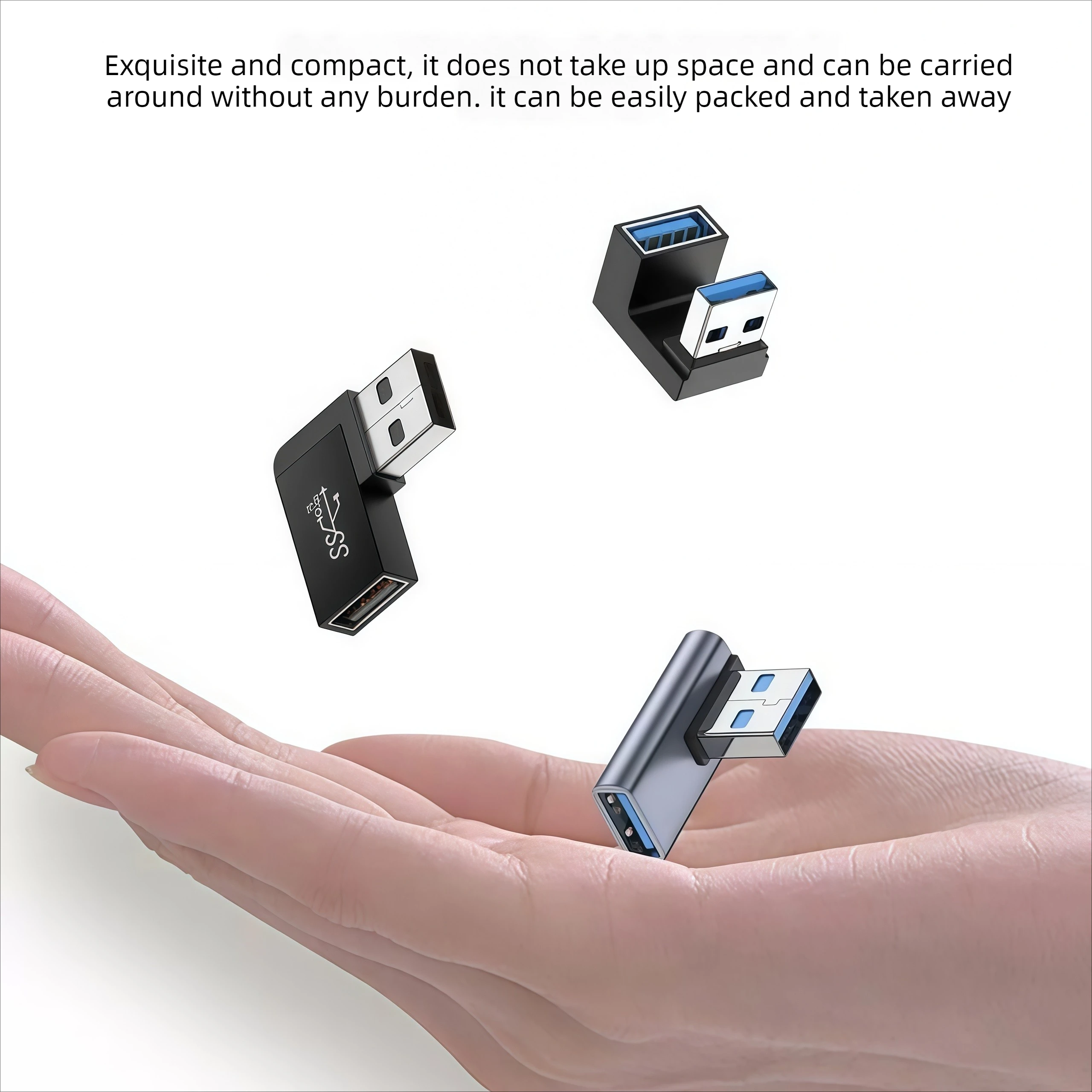 USB 3.0 Male to Female 90 Degree Right Angle Extension Adapter USB Upward Elbow Adapter 10Gbps for Laptop PC Connector Converte