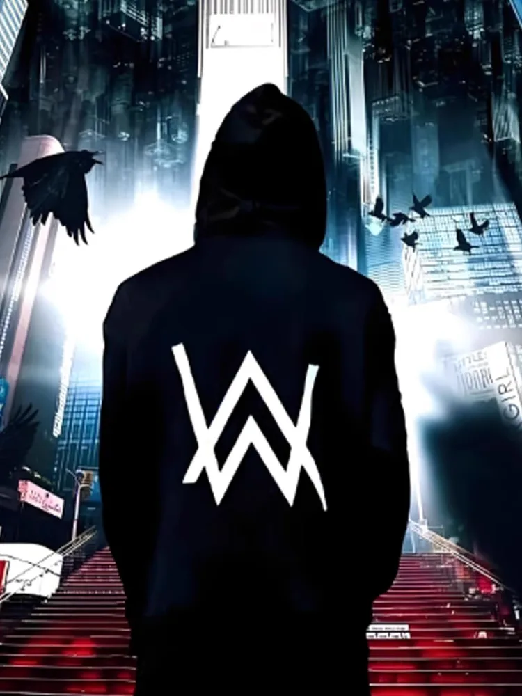 

Alan Walker Men's Fleece-lined Hoodie Dance Music DJ Clothes Autumn Winter Outerwear Loose Fit Breathable Polyester