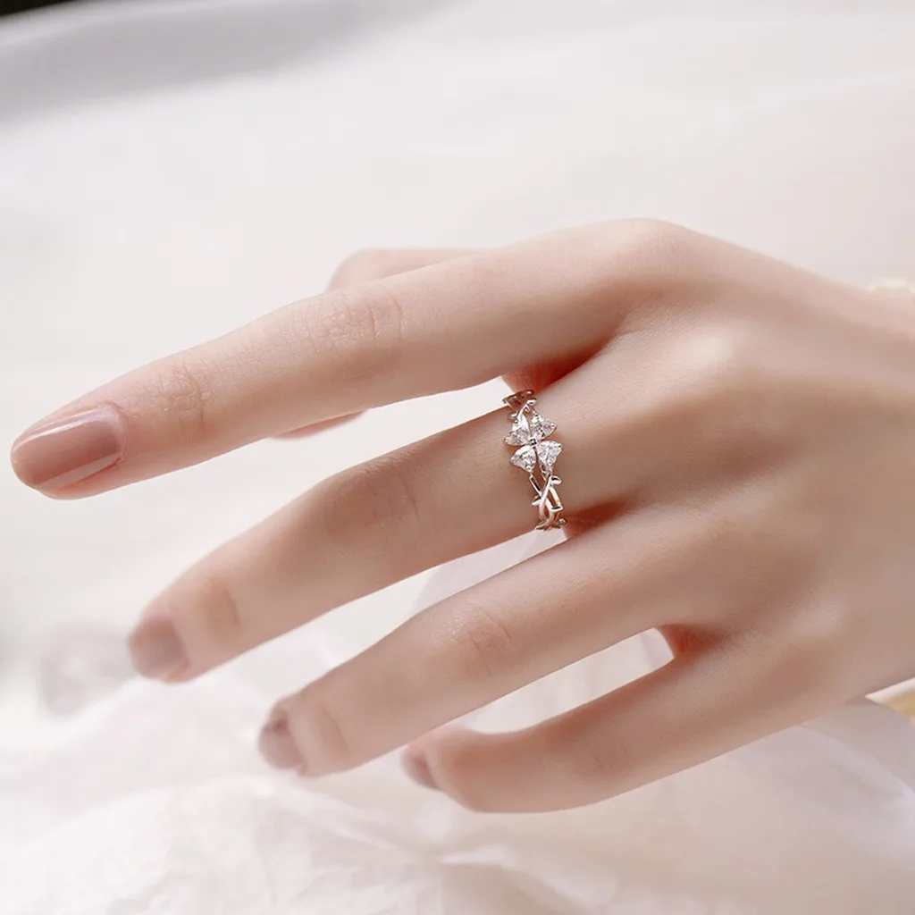 Forest Ring Elegant Sterling Silver Women'S Ring Adjustable Open Ring Lightweight For Commuting Daily Wear Holiday Events