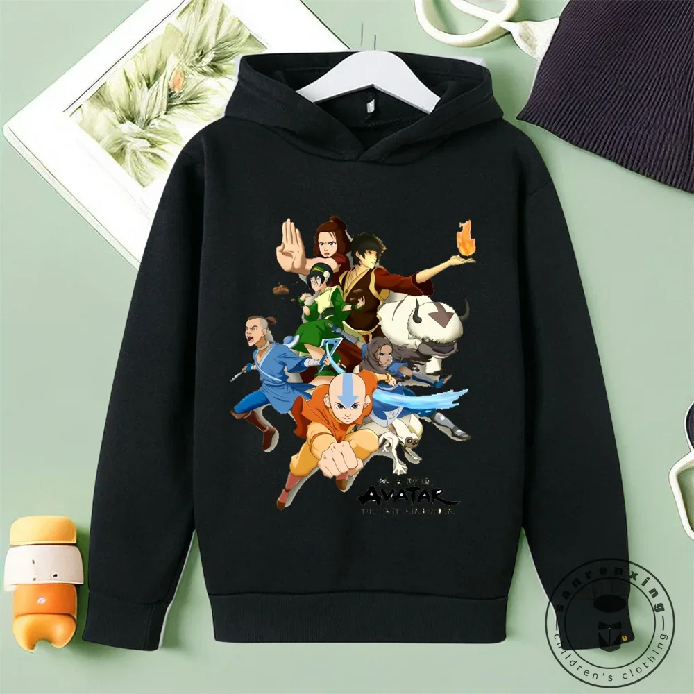 Hot Anime Avatar The Last Airbender Aang Fighting Graphic Printed Hooded Boys Girls Hoodies Harajuku Unisex Korean Sweatshirt