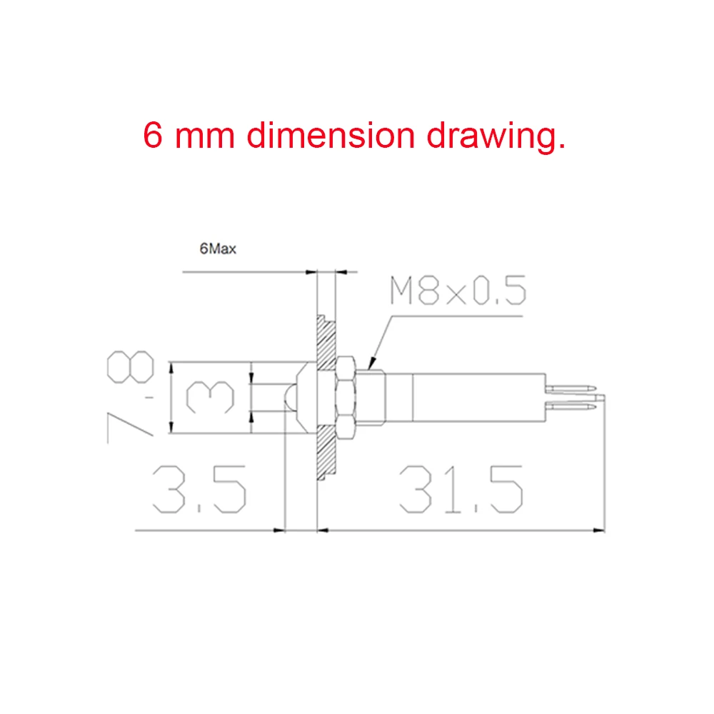 3V-6V 12V-24V 220V 380V Waterproof IP67 Metal LED Warning Indicator Light Signal Lamp Pilot Wire 6mm 8mm 10mm 12mm 14mm Red Blue