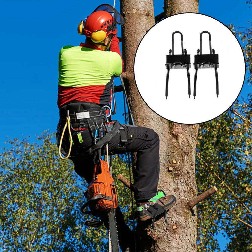 

HighQuality CarbonSteel AntiSlip FootStraps DurableTree ClimbingSpikes Black MultipurposeApplication ThickenedFoot Plate