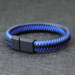 Unique Weaven Leather Bracelet Homme Detachable Magnet Buckle Wrap Braclet Men Bangle Birthday Gift For Boyfriend Punk Jewelry
