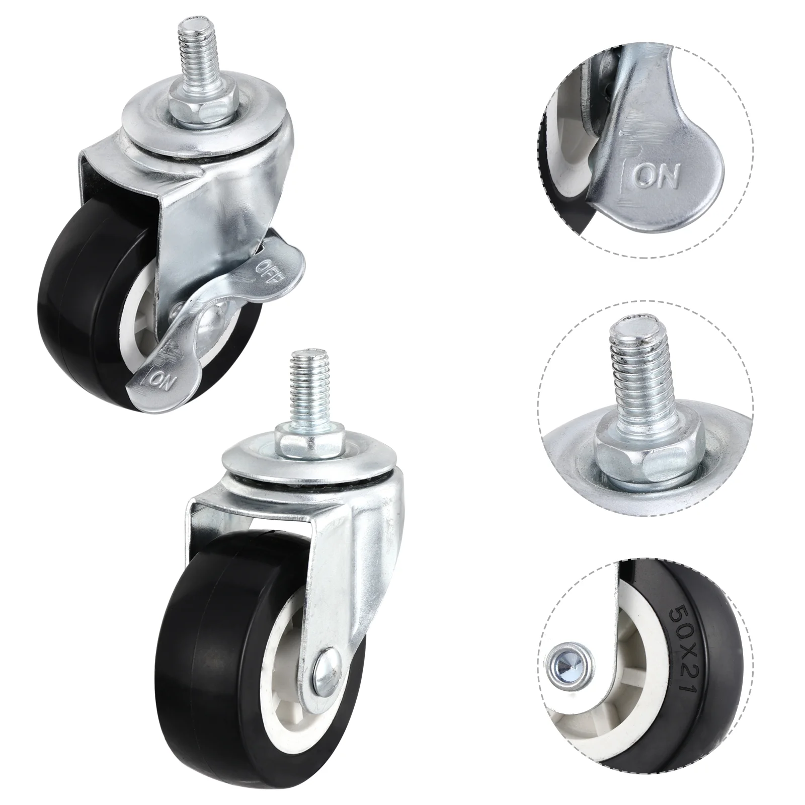 

Wheel Swivel Casters for Furniture Threaded Stem Mount Industrial Castors 2 Inch Carts Wheels