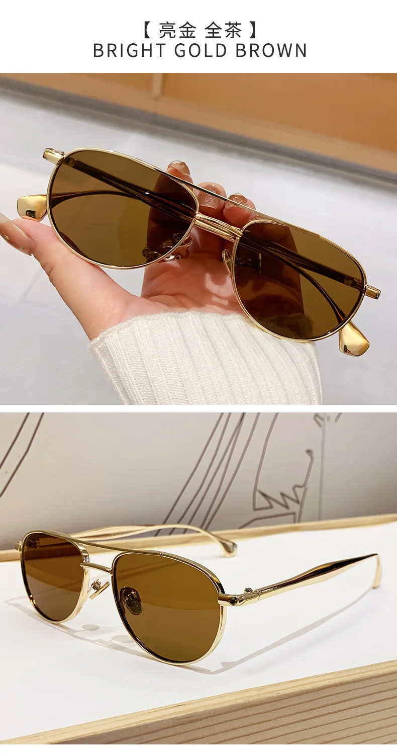 Trendy Beliebte Metall Pilot Sonnenbrille Frauen Männer Outdoor Luxus Designer Shades Sommer Reisen Stick Sonnenbrille Männlich UV400 – Detail 9