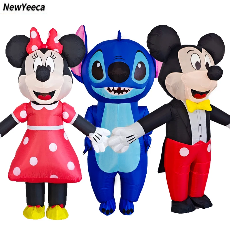 Nova disney inflável mickey minnie mouse traje adultos dos desenhos animados fantasia halloween cosplay vestido de festa desempenho inflado mascote