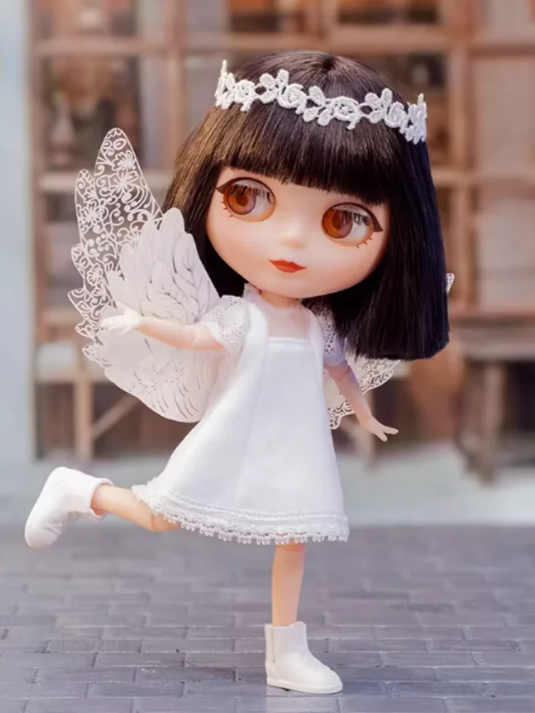 Genuine 15cm Blythe Lace Angel Forest Fairy Bunny Girl Joints Movable Doll Official Decoration Small Cloth Doll Christmas Gift