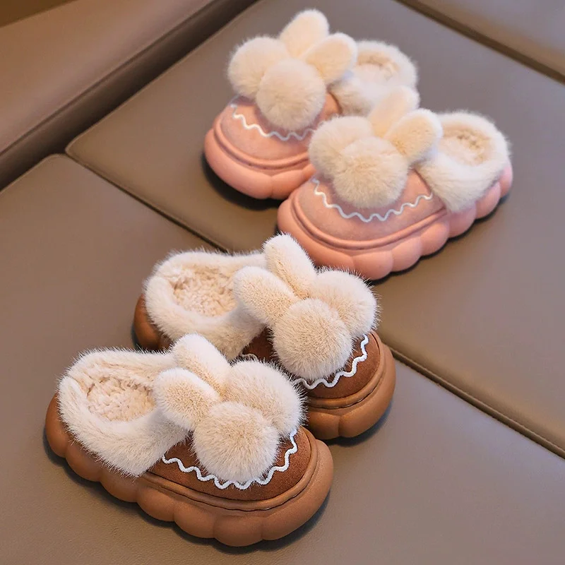 Kids Winter Warm Cotton Slippers Cute Styling Design Slip-On Shoes for Boys & Girls Soft Non-Slip Soles Lightweight Easy Wear