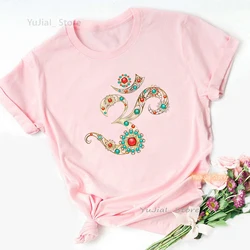 Women'S Clothing Meditation Pink Tshirt Girls Namaste Lotus Flower T Shirt Women Summer Fashion Tops Tee Shirt Femme Streetwear