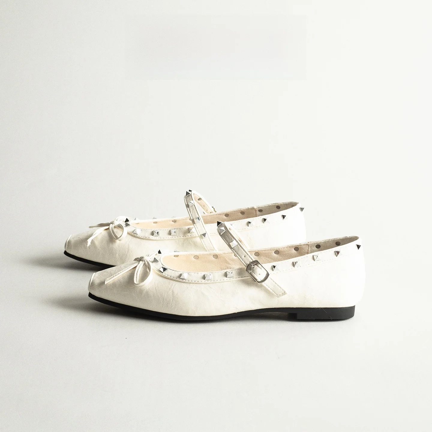 fashionable-flat-bottom-mary-jane-ballet-single-shoes-women's-spring-square-head-versatile-genuine-leather-rivet-embellished
