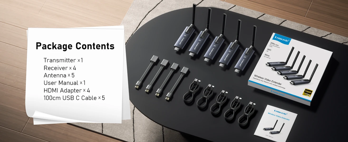 Lemorele 5G 200M Kabelloser HDMI-Sender und -Empfänger für Bildschirmfreigabe und Audioübertragung bei Meetings, für Laptop, TV, Projektor und Monitor – Detail 15