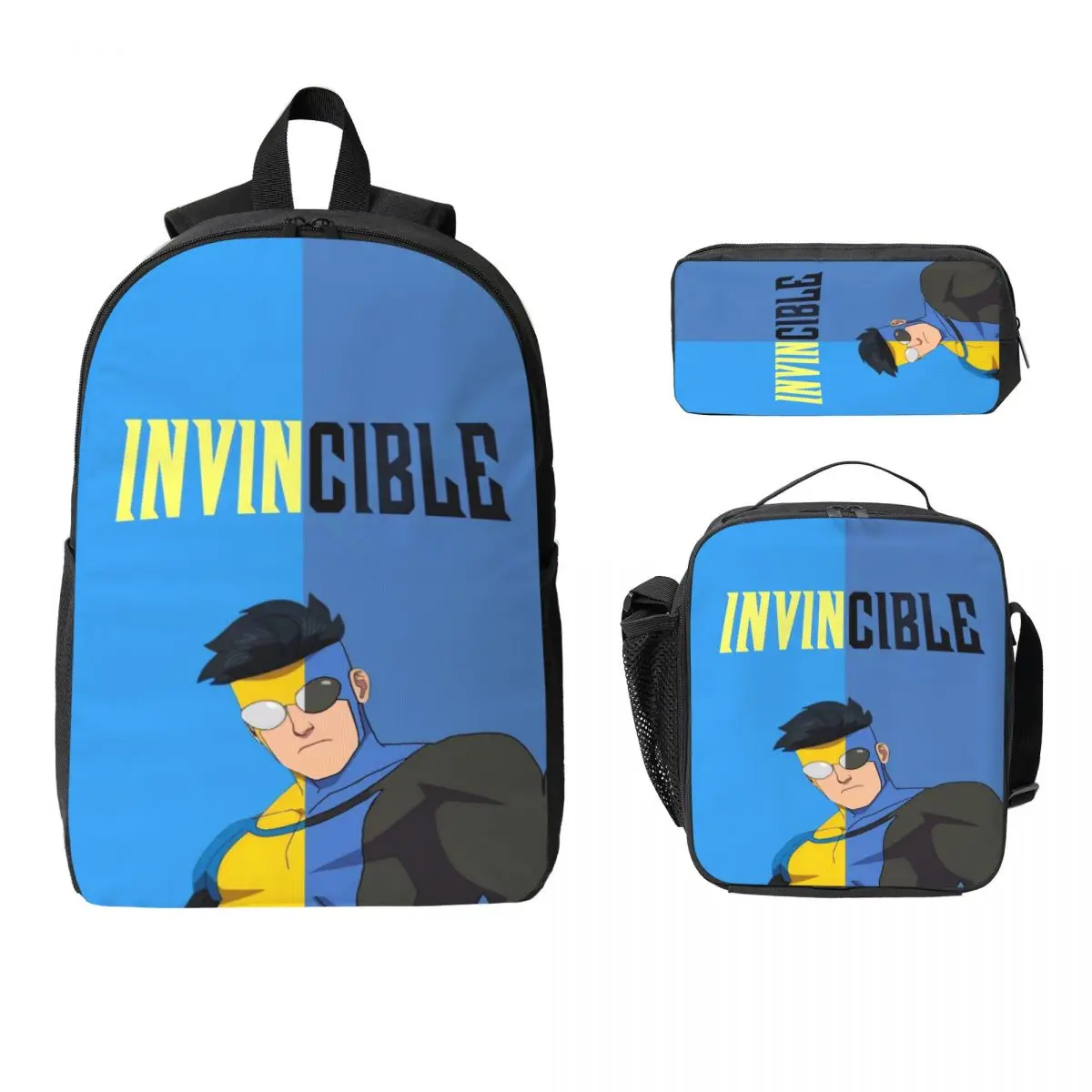 

Invincible Omniman Kids Backpack Lunch Box Pen Bags for Boys Girls Kindergarten Backpacks Kawaii Schoolbag Bookbag Set