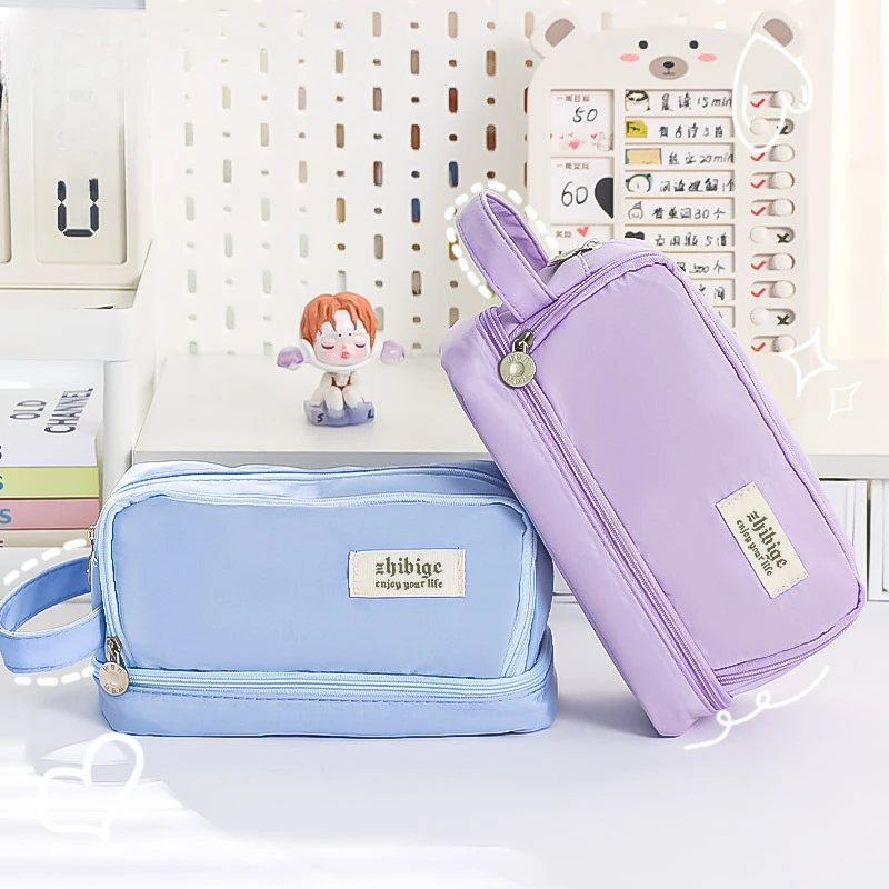 Dopamine Student Large Capacity Multi functional Pen Case Pen Bag Macaron Colored Cute Pen Case Storage Bag