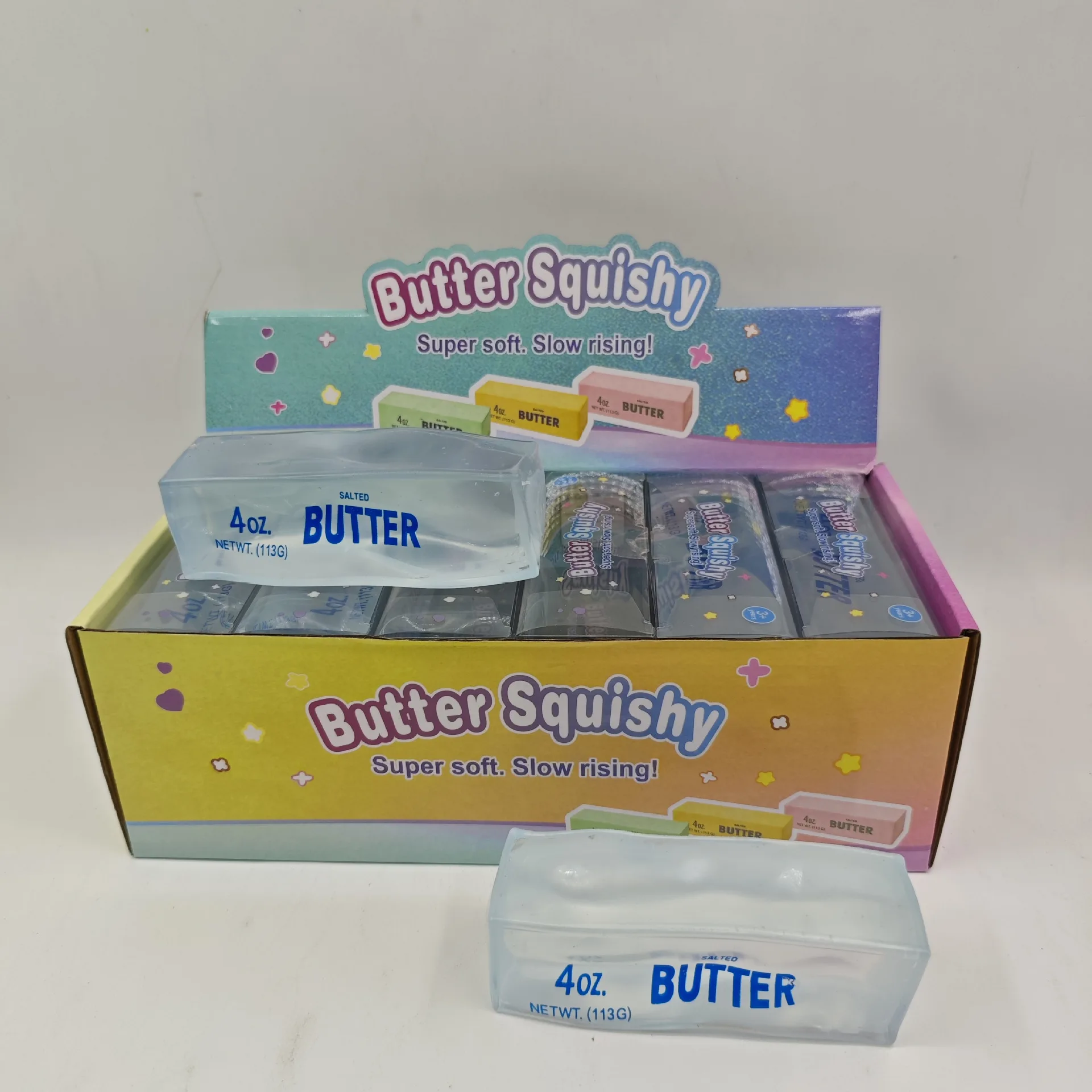 1/12PCS Trending Bule Clear Vaseline Butter Stick Squishy Toy, Soft Stress Relief Squeeze Fidget Toy for Kids Adults