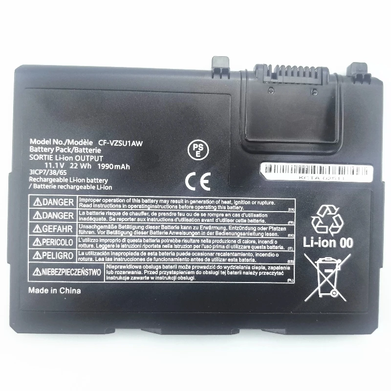 New CF-VZSU1AW 11.1V 22Wh 1990mAh Laptop Battery for Panasonic Toughbook CF-33 CF-33X CF-VZSU1AR CF-VZSU1BW Rechargeable Battery