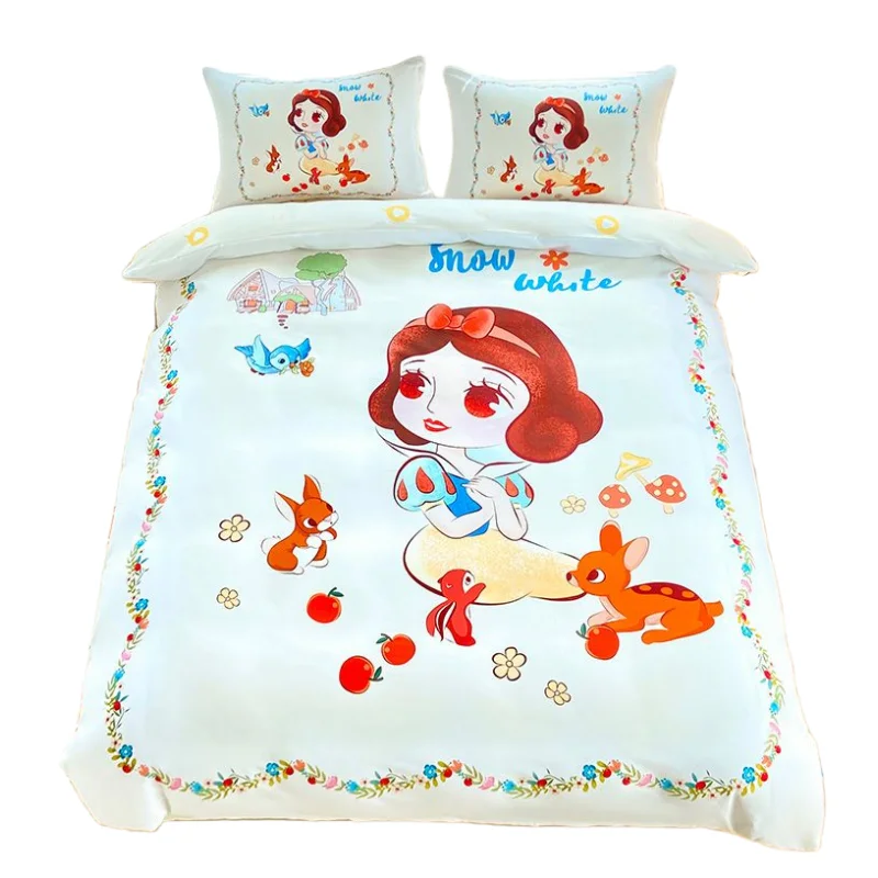 Frozen Anime Cotton Children Cute Four-piece Cartoon Three-piece Girl Princess Aisha Style Bed Sheet Quilt Cover Bedding Gift