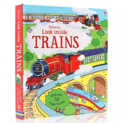 English 3d Usborne Look Inside Trains Picture Book Education Kids Child With Over 50 Flaps To Lift Hard Cover