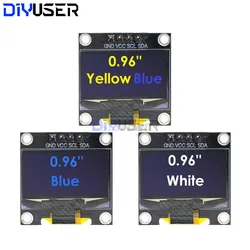DIYUSER 0.96 inch IIC SPI Serial 7/4Pin White/Blue/Yellow Blue/Yellow OLED Display SSD1306 12864 LCD Screen Board