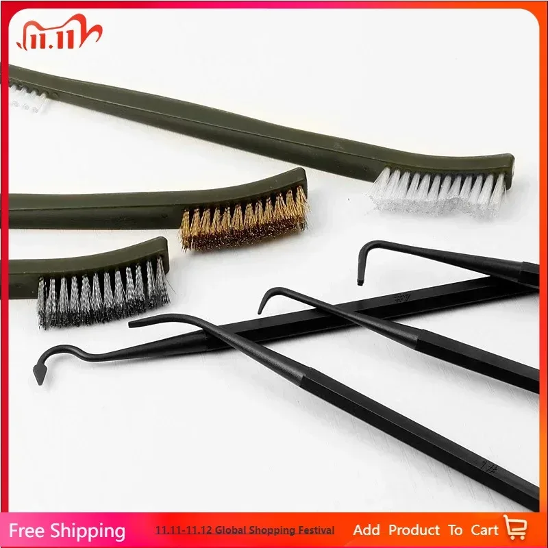 

Универсальный тактический набор для чистки оружия: двусторонняя стальная щетка и нейлоновые щупы для охотничьих ружей