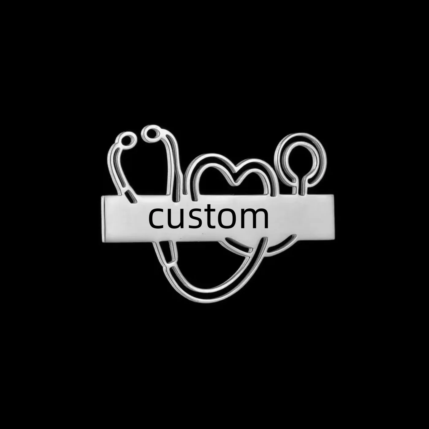 

Kiss Jewelry Stainless Steel Stethoscope Lapel Pins Brooches Custom Design for Doctors Nurses Engrave Name Badge Nameplate Gift