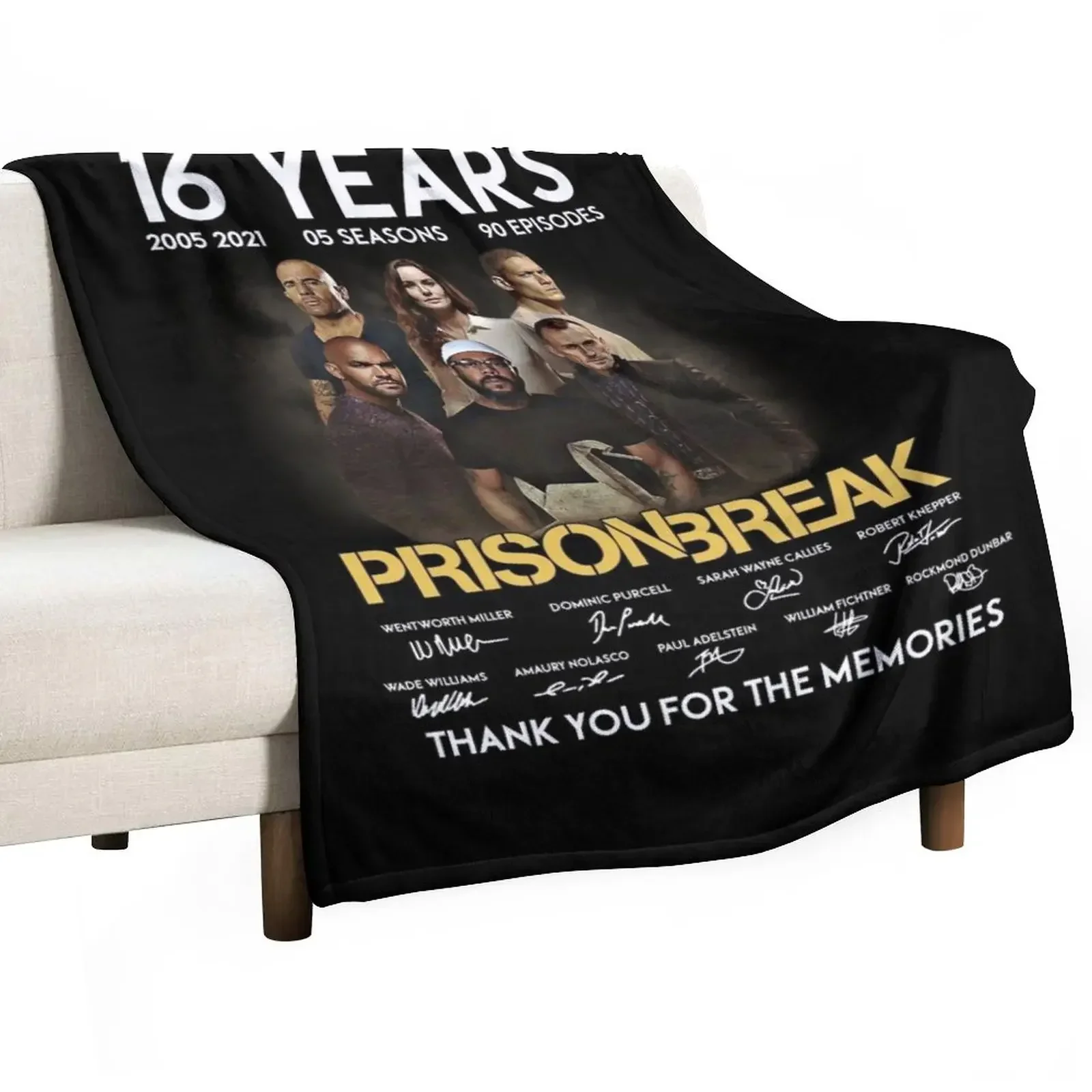 16 Years Prison Break Signature , Thank You For The Memmories , Prison Break Throw Blanket Sofa Throw decorative Blankets