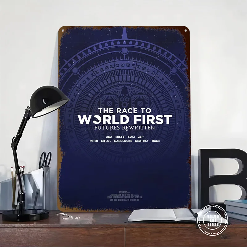 Echo World First: Futures Rewritten Metal Poster Customized Wall Art Retro Vintage Metal Signs for Man Cave Tin Sign Home Decor