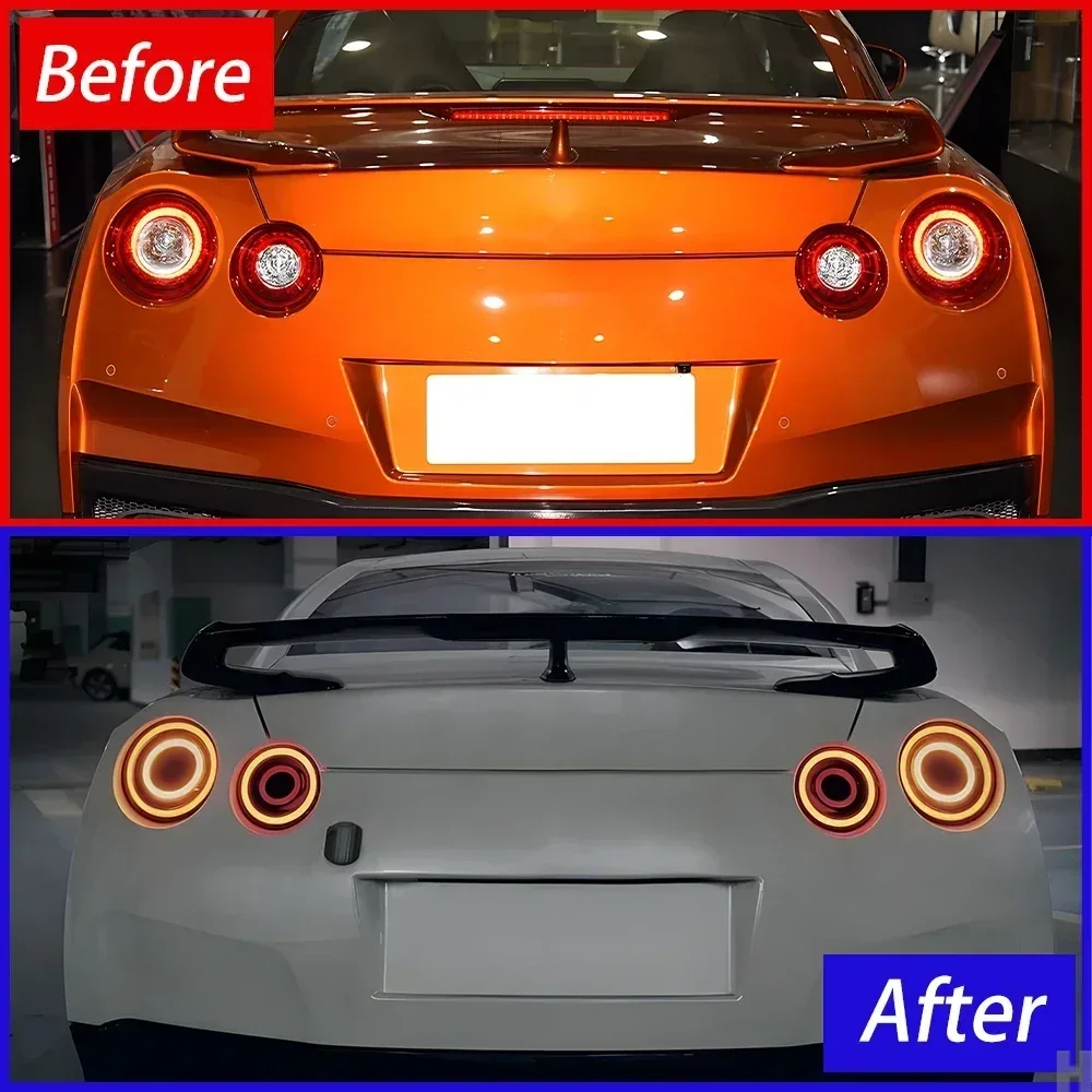 Модернизированные автомобильные задние фонари в сборе для Nissan GT-R 2007-2023, автоматические задние фонари, новые светодиодные противотуманные тормозные указатели поворота, аксессуары