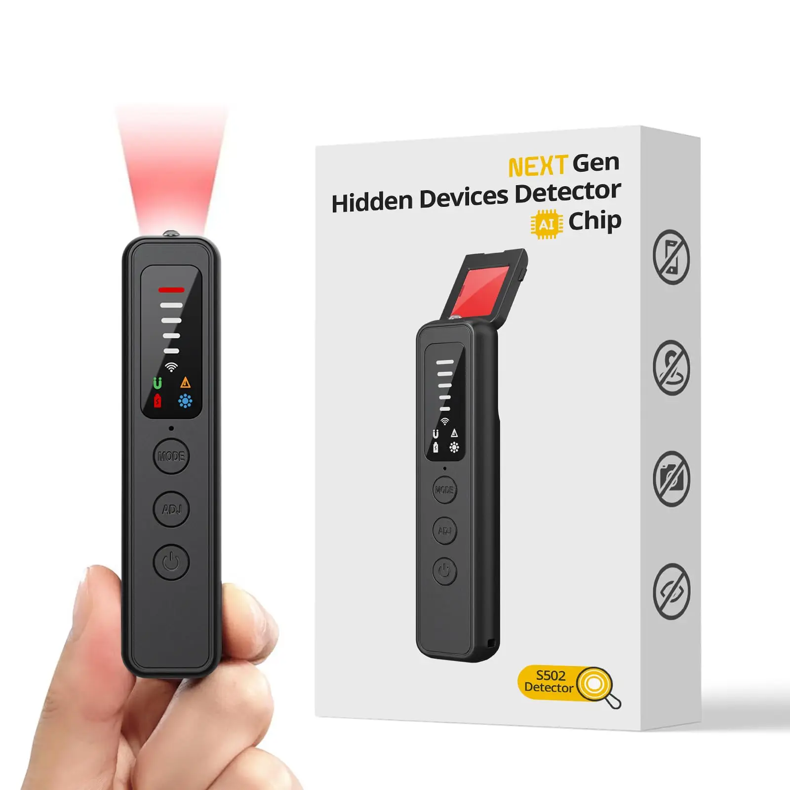 Hidden Camera Detectors, 2026 Anti Spy Camera Finder, GPS Tracker & Bug Detector, Listening Device Detector, 5 Levels Sensitivit
